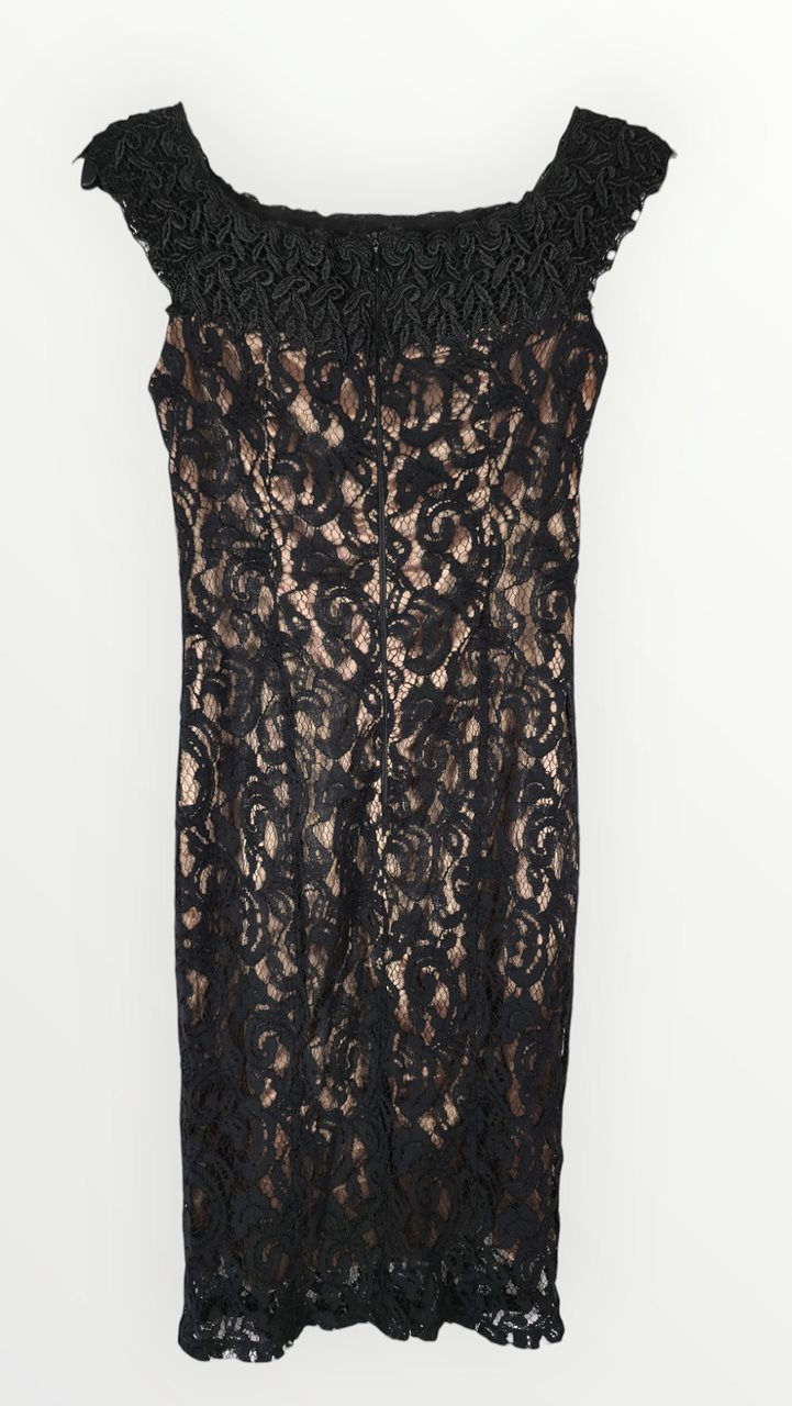 Klänning i spets, Svart/Beige, 34
