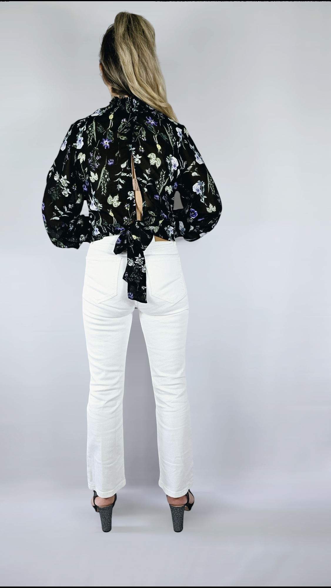 Blus, Svart/Blommig, 36