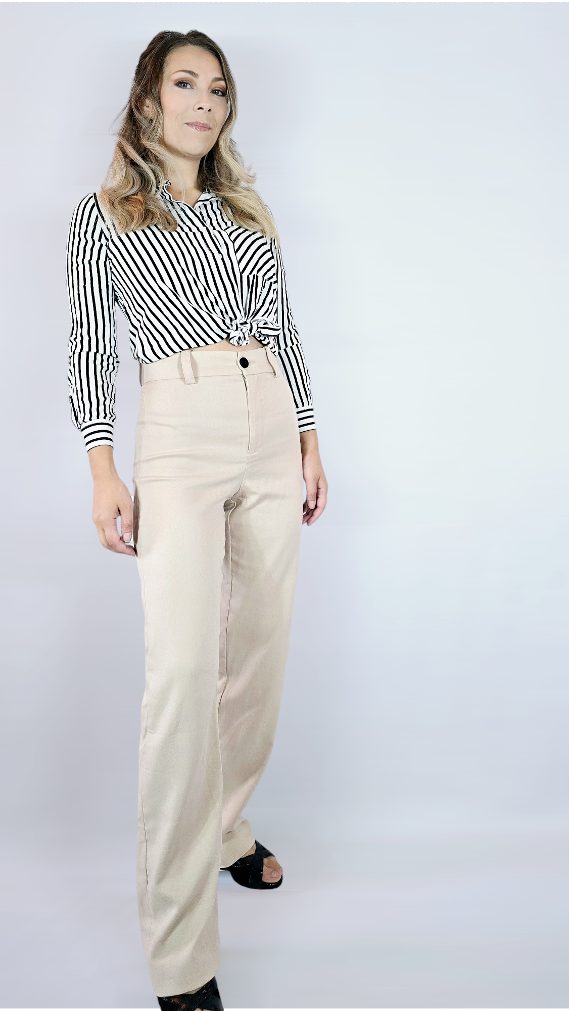 Skjorta, Svart/Vit randig, XS