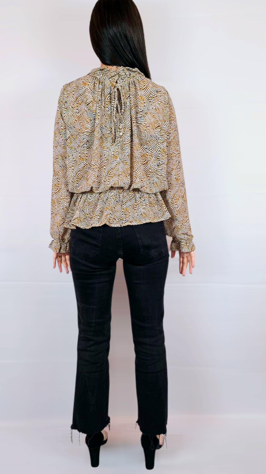 Blus, Beige/Brun, M/L