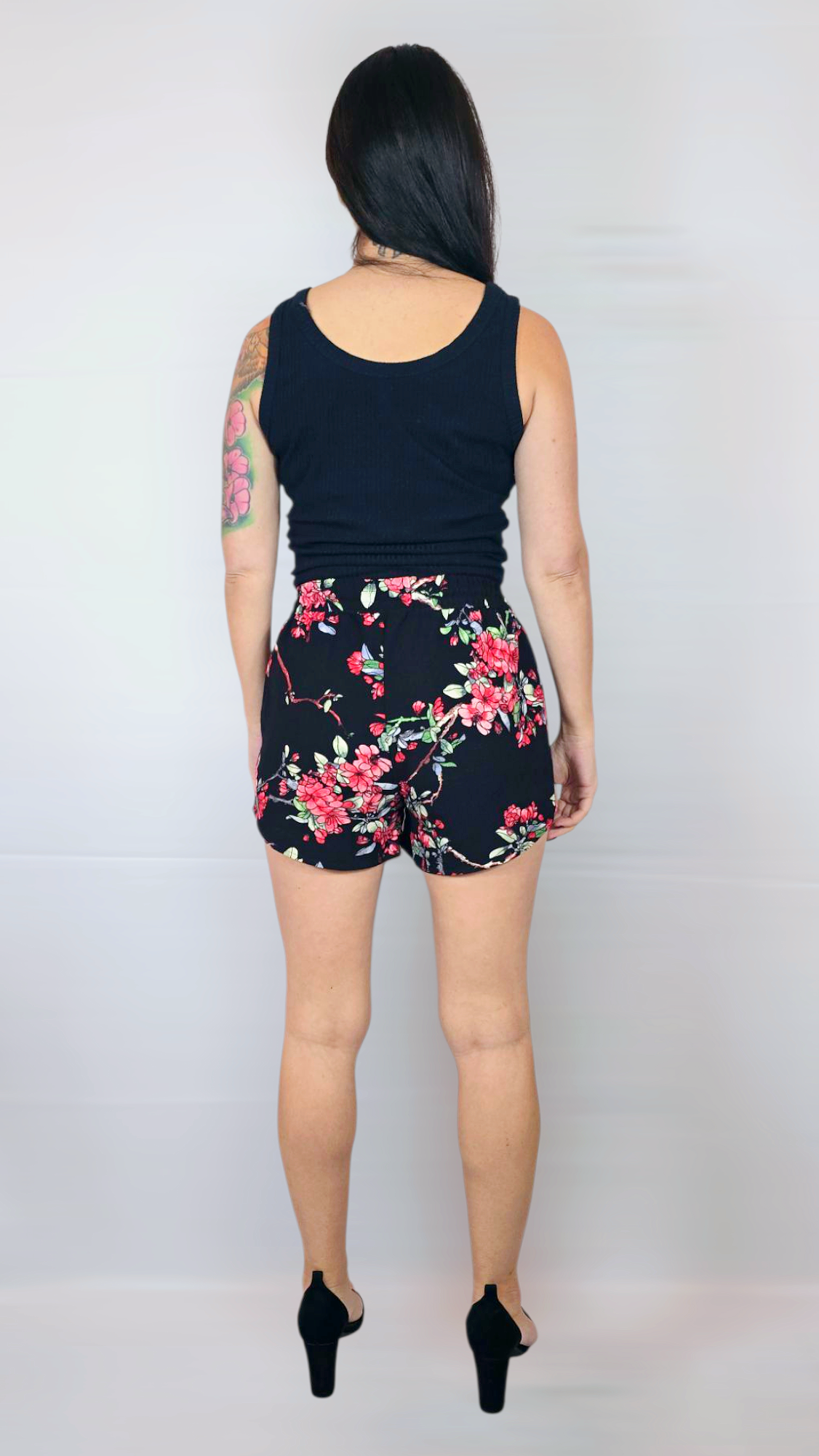 Shorts, Svart Blommig, 34