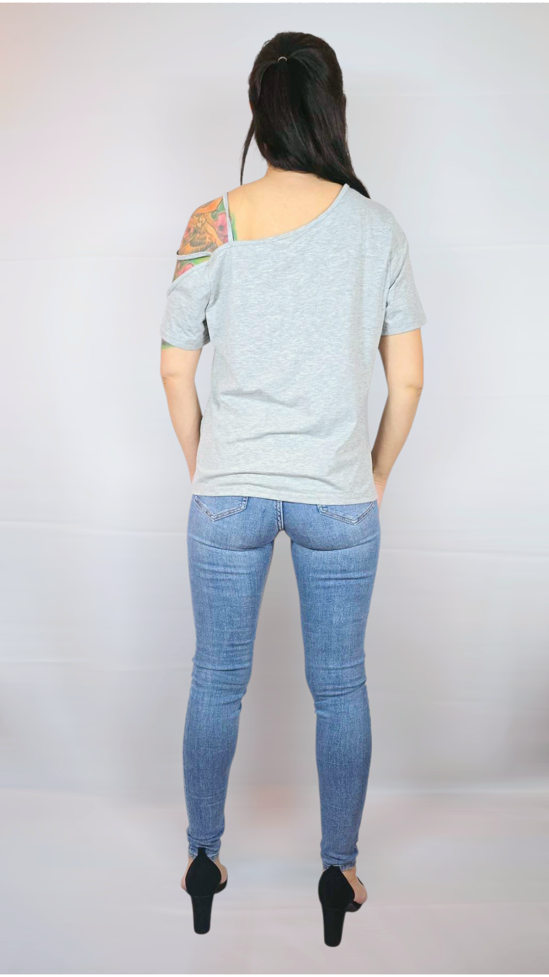 T-shirt, Grå/Svart, M