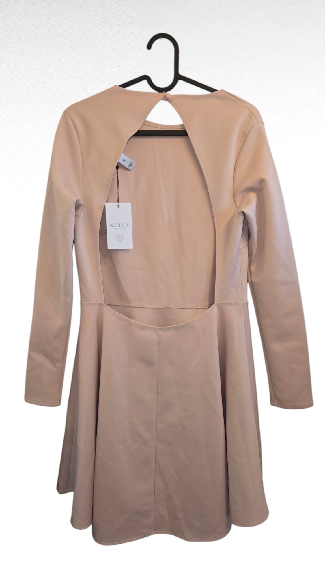 Klänning öppen rygg, Rosa/Beige, XL