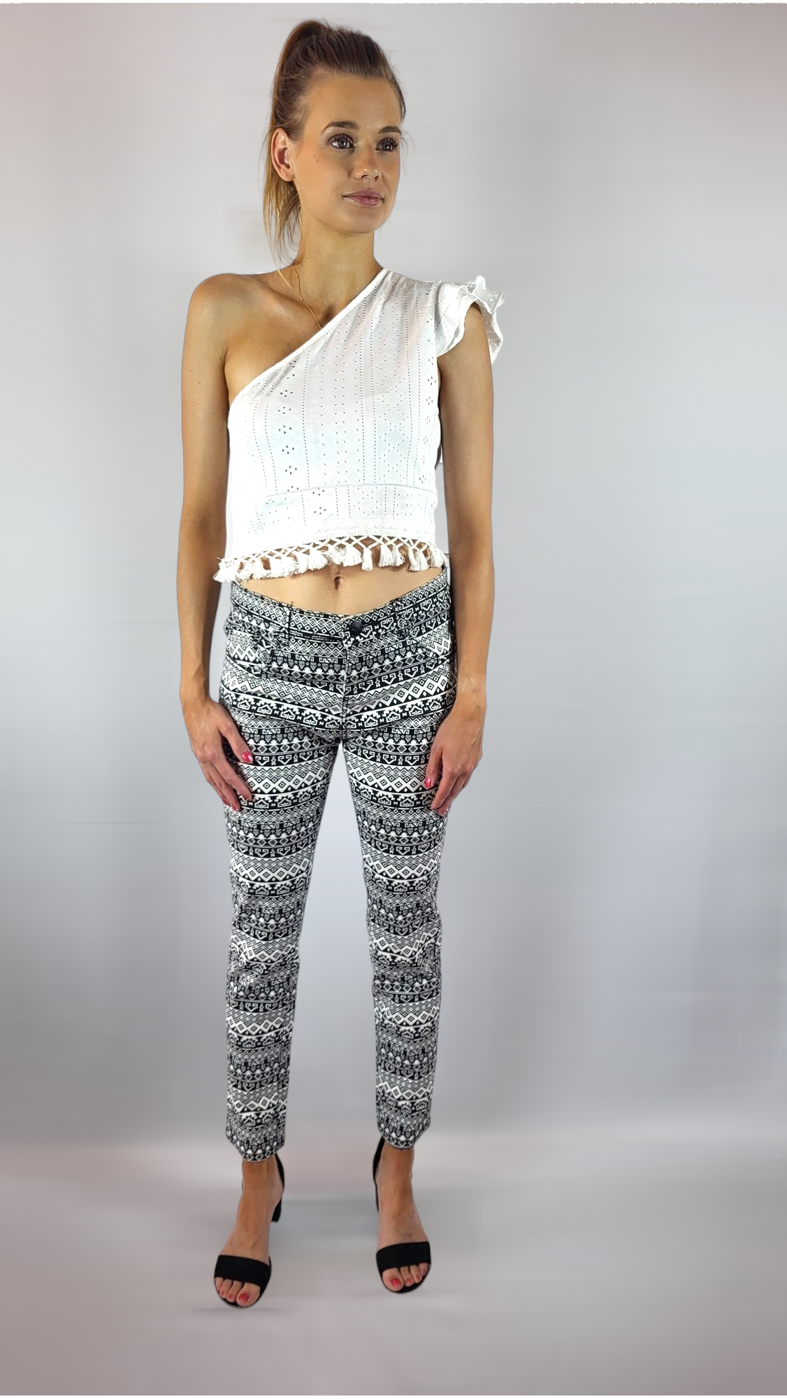 Byxor, Svarta/vita, M