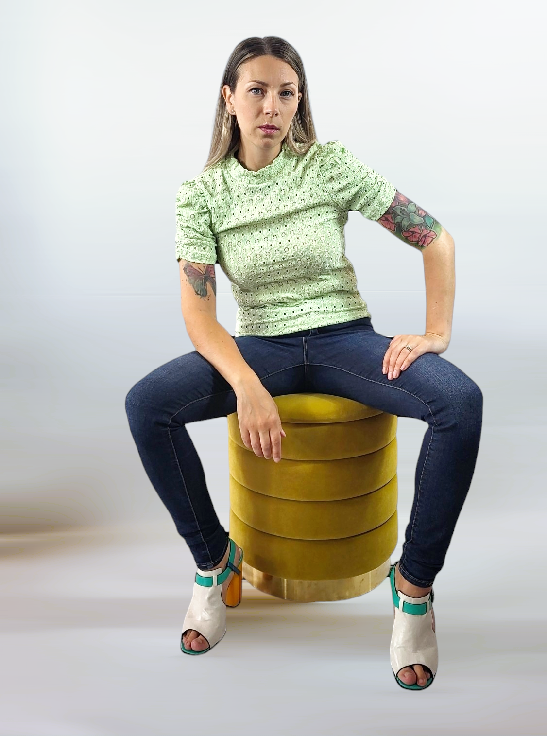 Kortärmad blus, Grön, XS