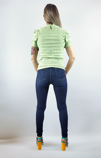 Kortärmad blus, Grön, XS