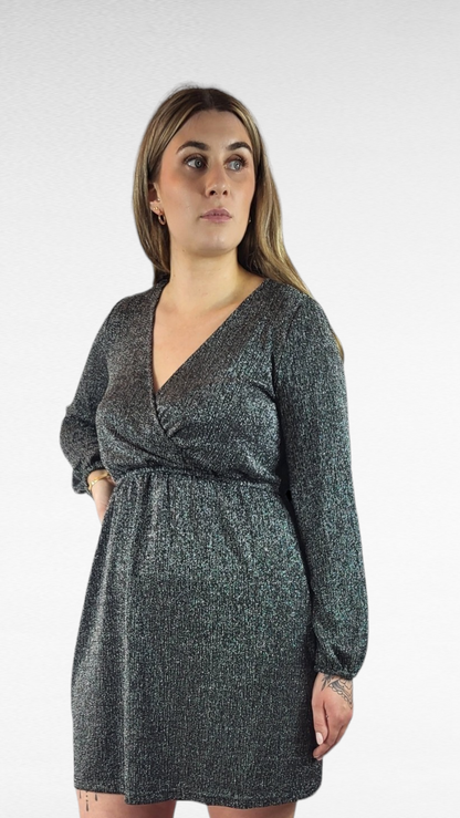 Klänning, Svart/Silver, 42