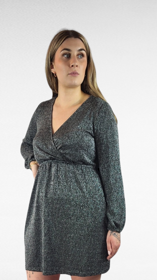 Klänning, Svart/Silver, 42