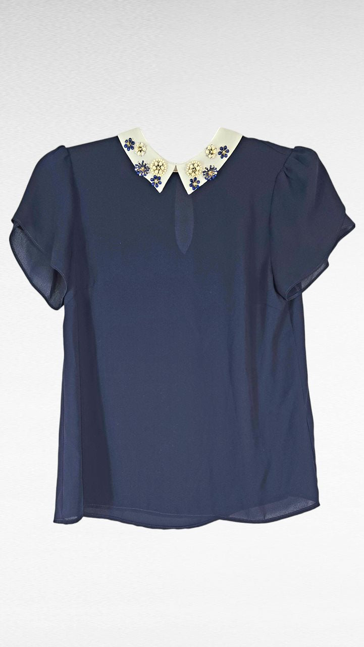 Blus kortärmad, Blå/Vit, 36