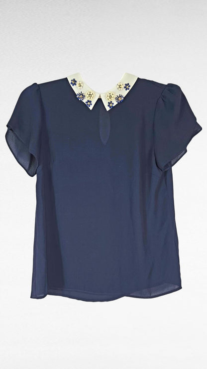 Blus kortärmad, Blå/Vit, 36