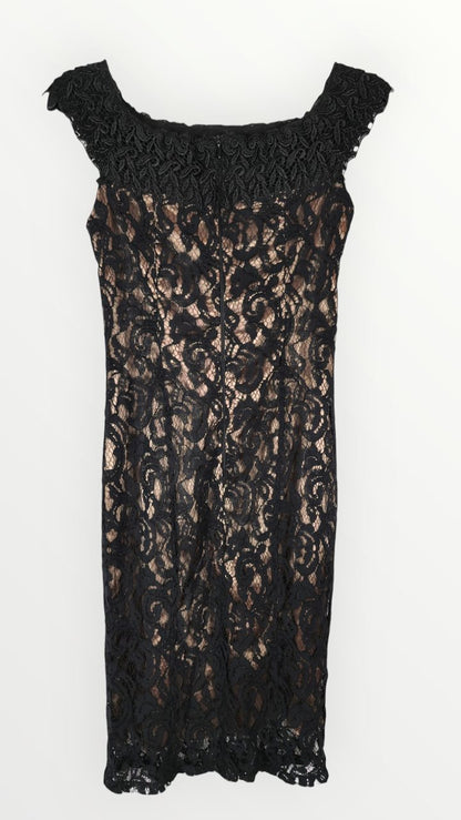 Klänning i spets, Svart/Beige, 34