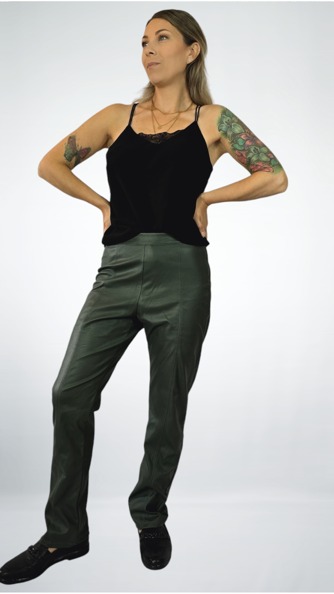 Byxor "skinn", Grön, S