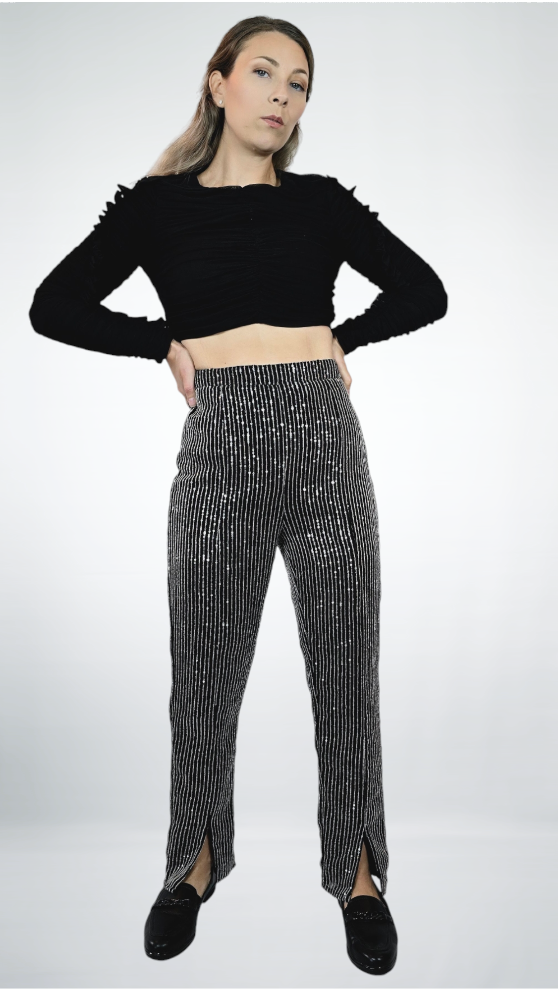 Byxor, Svart/Silver, 36