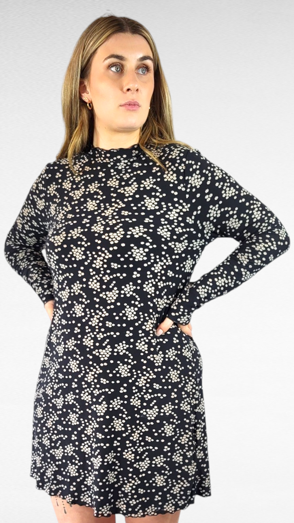 Klänning, Svart/Vit, 42