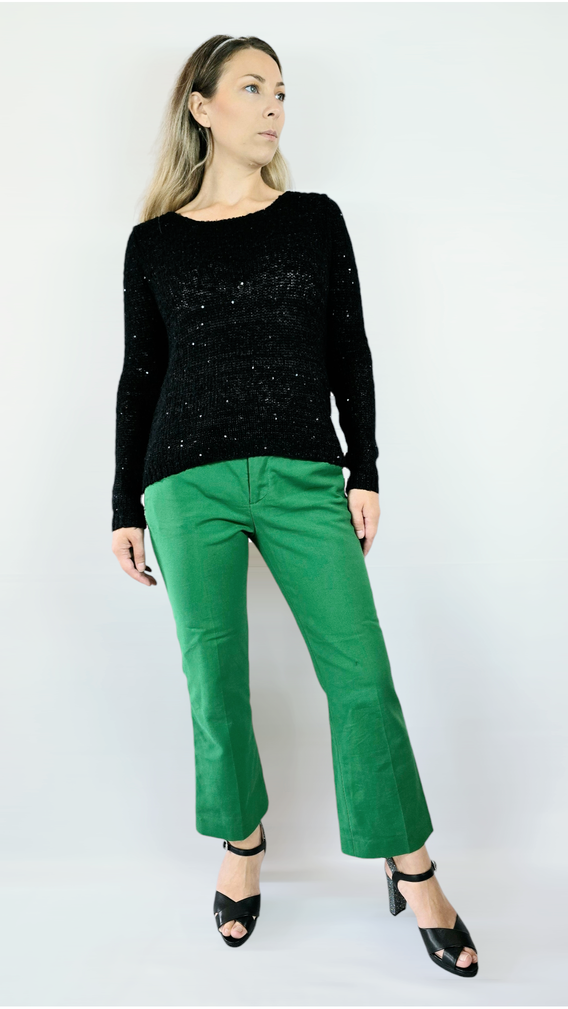 Tröja med paljetter, Svart, M