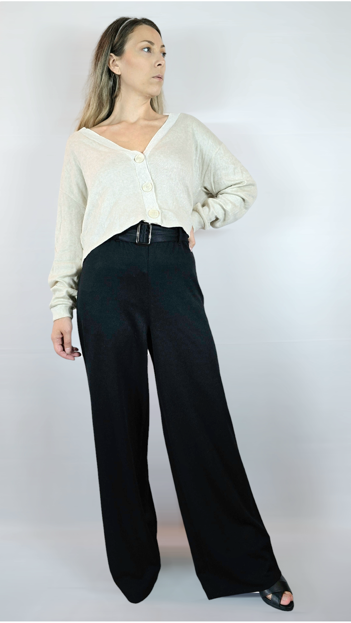 Byxor med skärp, Svart, S