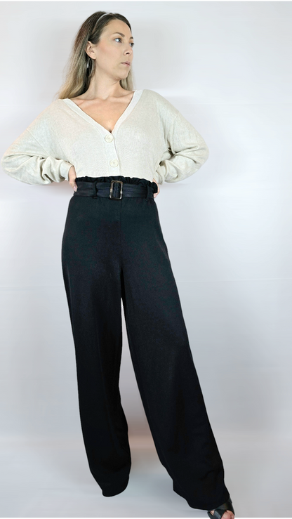 Byxor med skärp, Svart, S