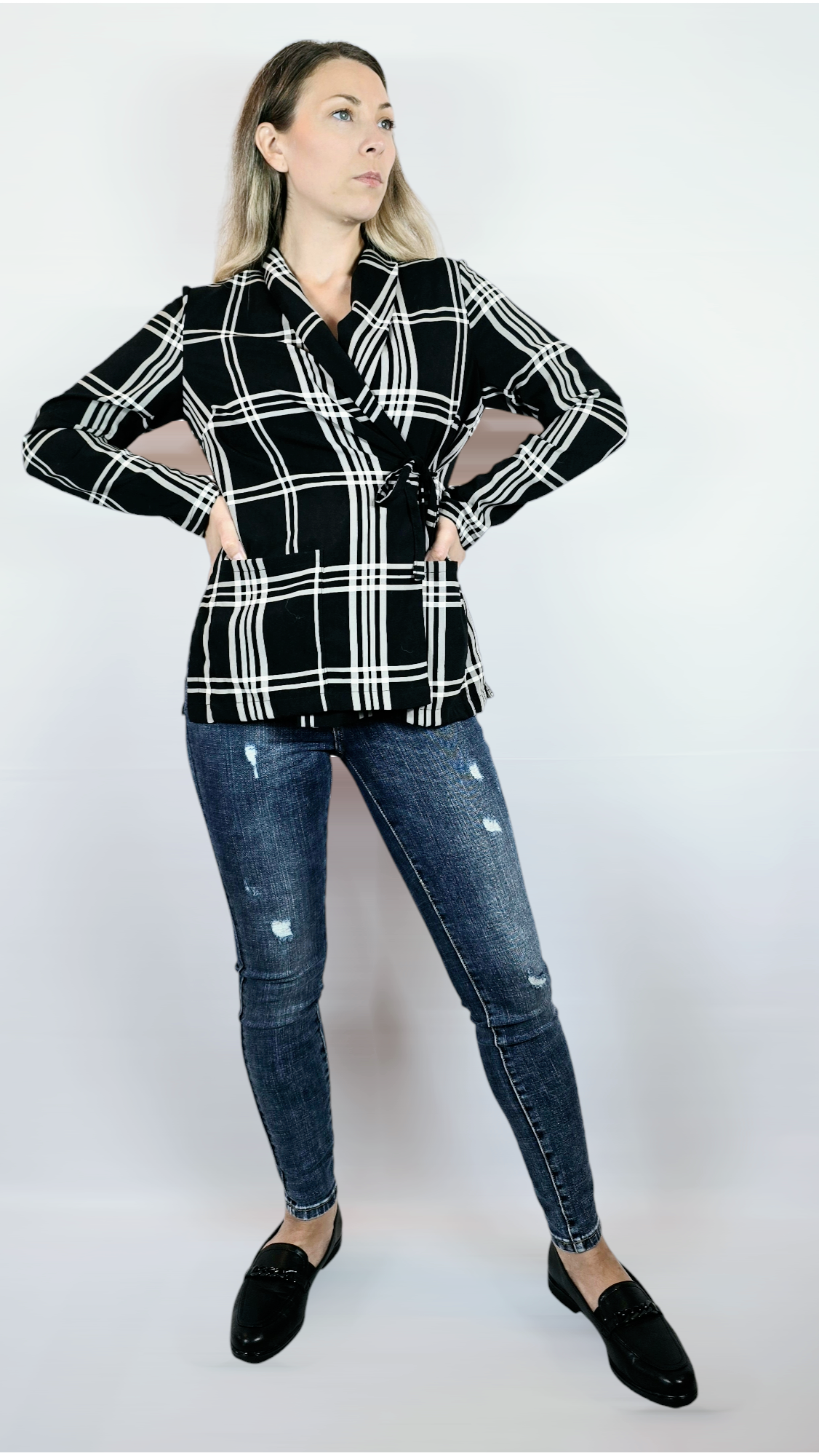 Kavaj, Svart/Grå/Vit, 36