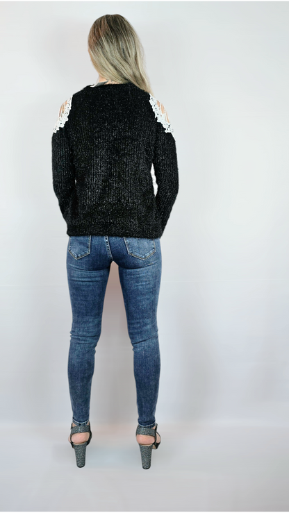 Tröja, Svart/Vit, M