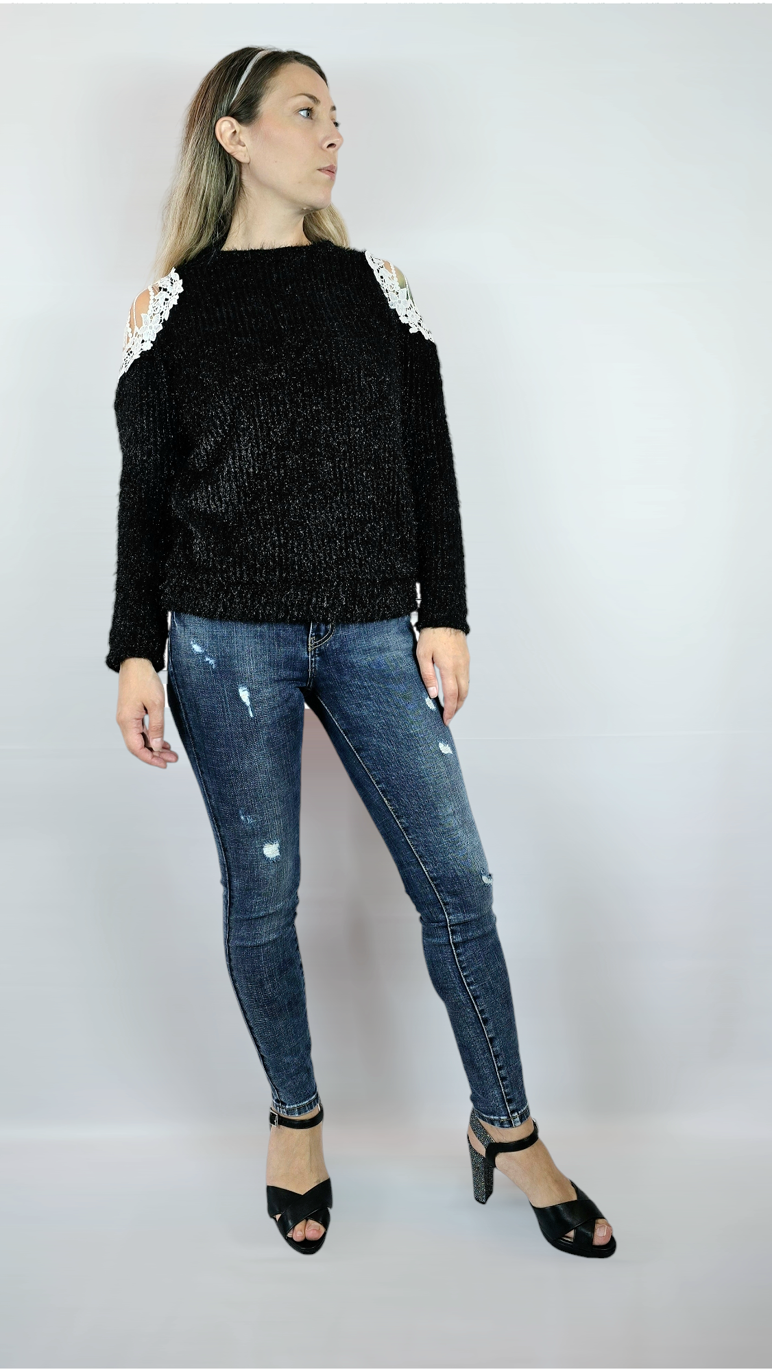 Tröja, Svart/Vit, M