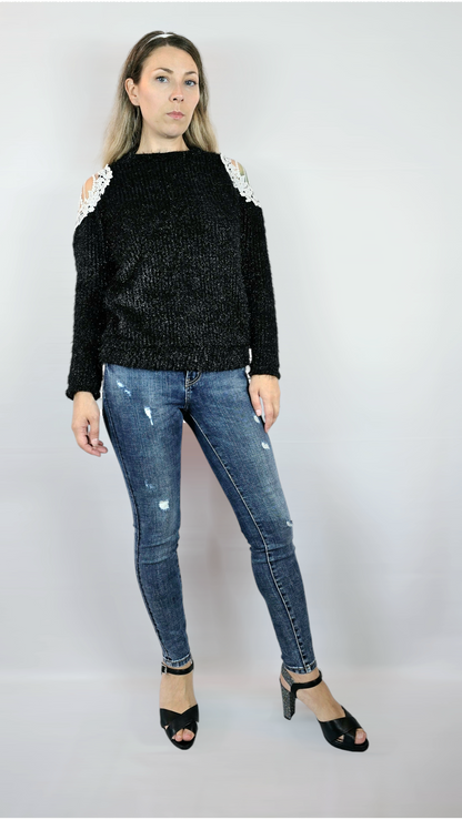 Tröja, Svart/Vit, M