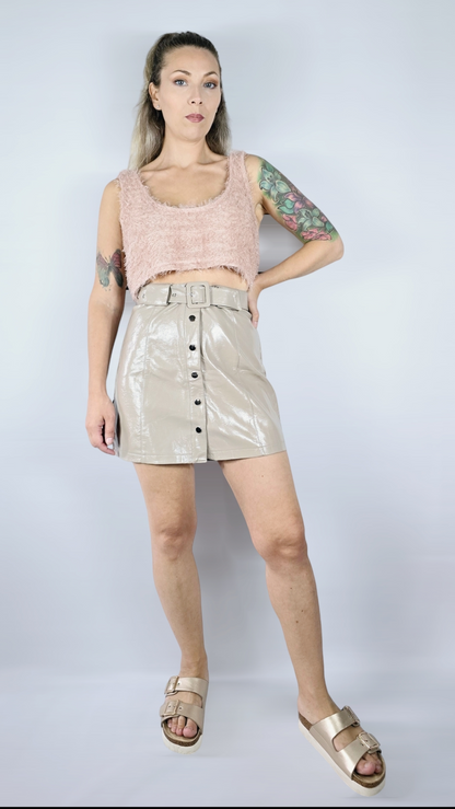 Kjol i lack, Beige, 36