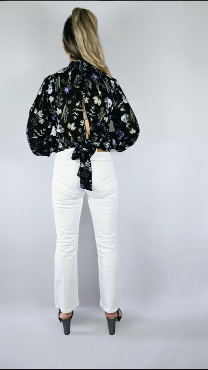 Blus, Svart/Blommig, 36