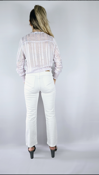 Blus, Lila/Vit/Guld, S