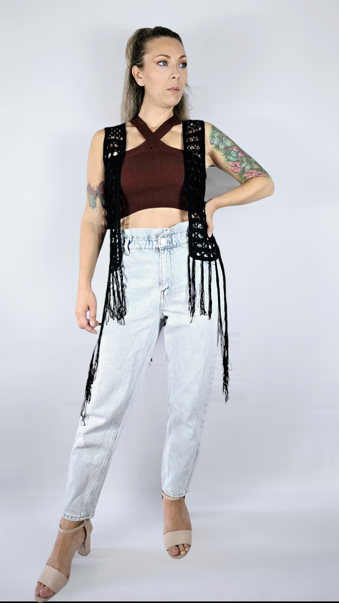 Väst virkad, Svart, S