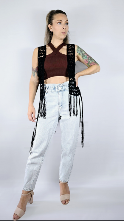 Väst virkad, Svart, S