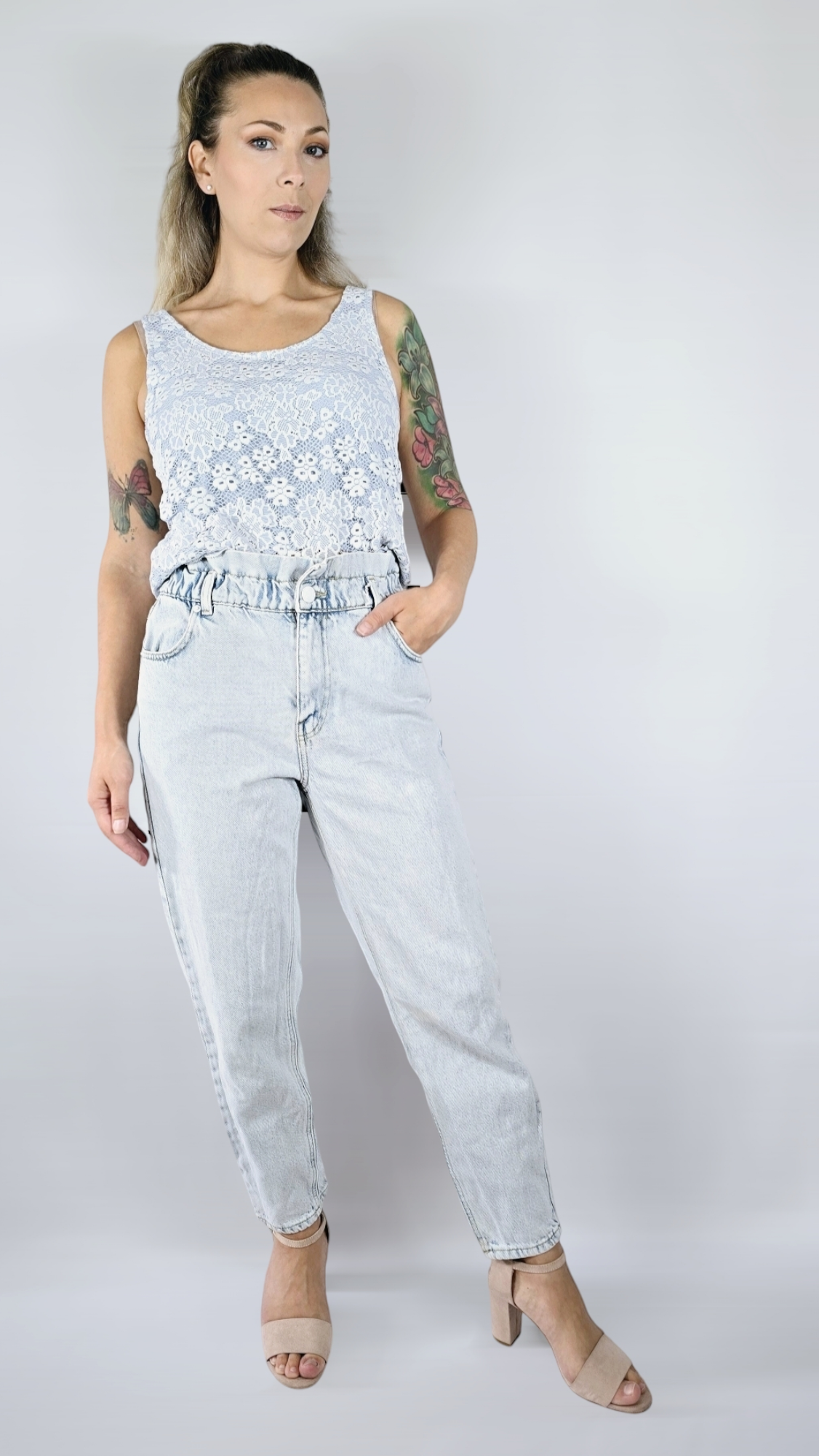 Jeans, Ljusblå/Stentvättad, S