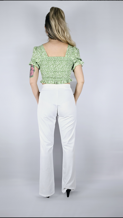 Byxor med slits, Vit, S