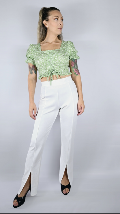 Byxor med slits, Vit, S