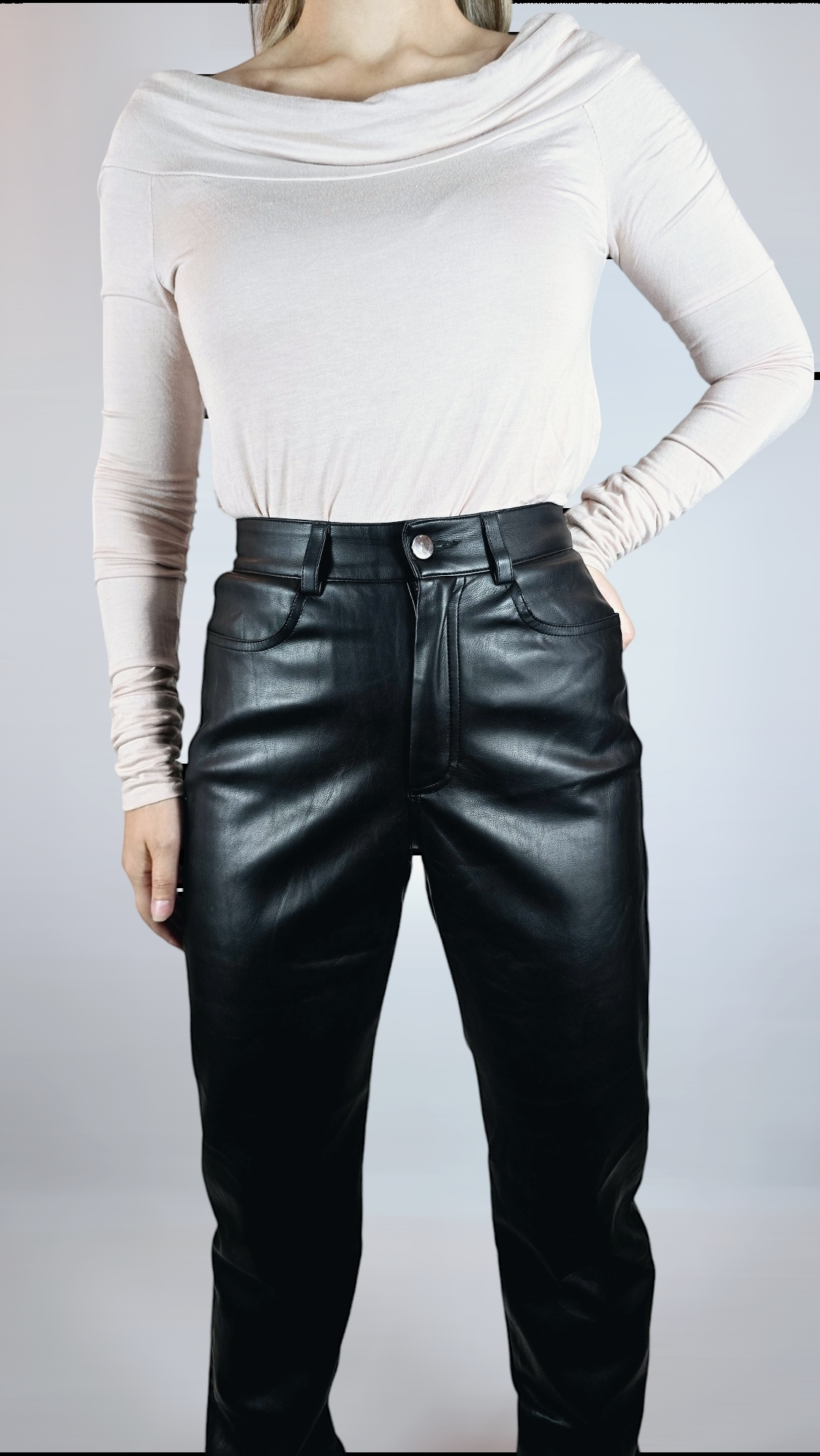 Byxor, "skinn", Svart, 34