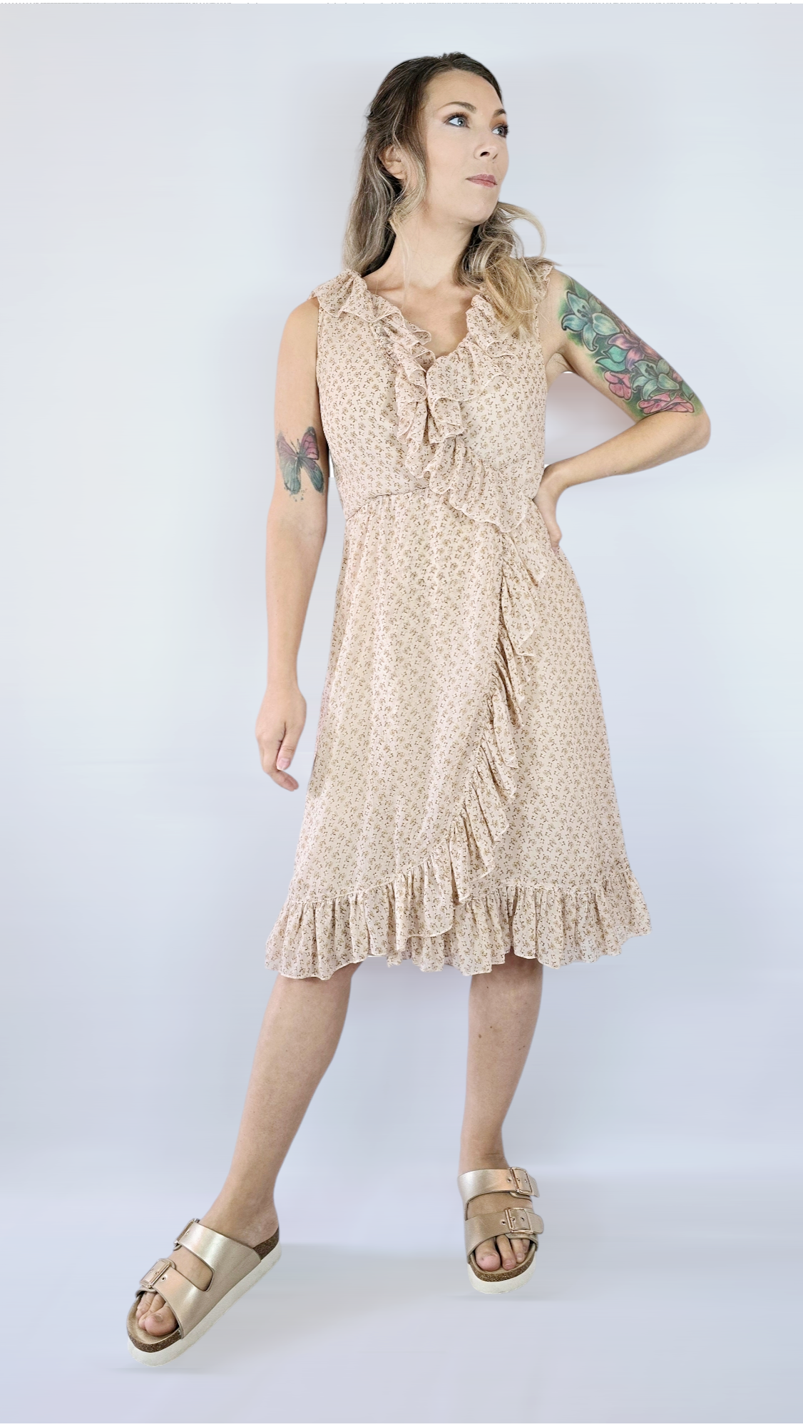 Klänning, Beige/Rosa, 34