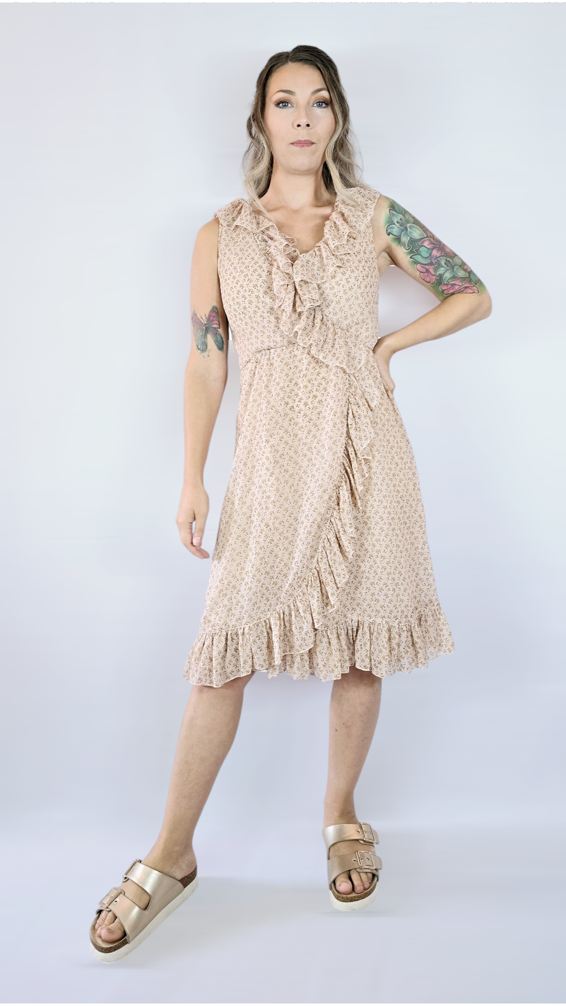 Klänning, Beige/Rosa, 34