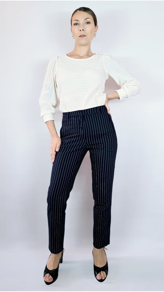 Byxor, Blå/Vit randig, 34