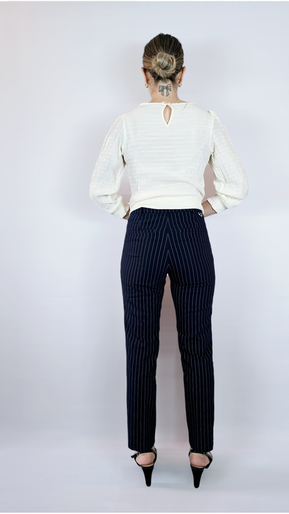 Byxor, Blå/Vit randig, 34