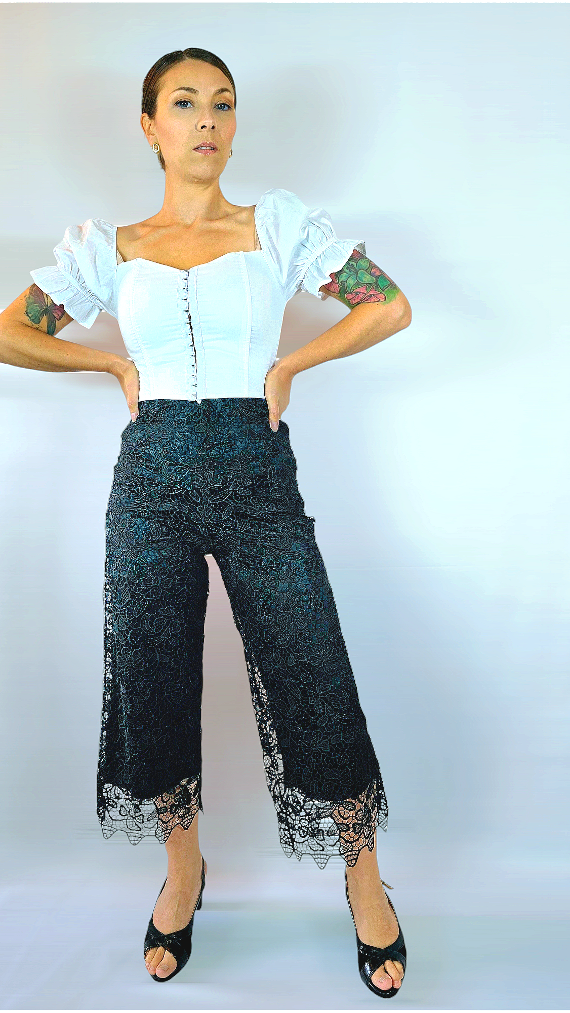 Byxor spets, Svart, 34