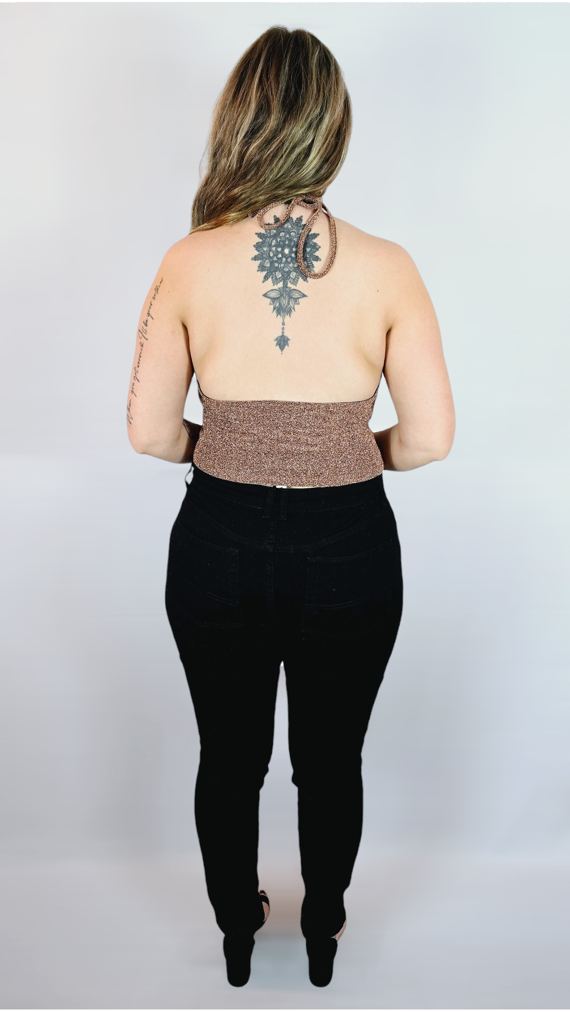 Topp, Brun glitter, XL