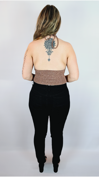 Topp, Brun glitter, XL