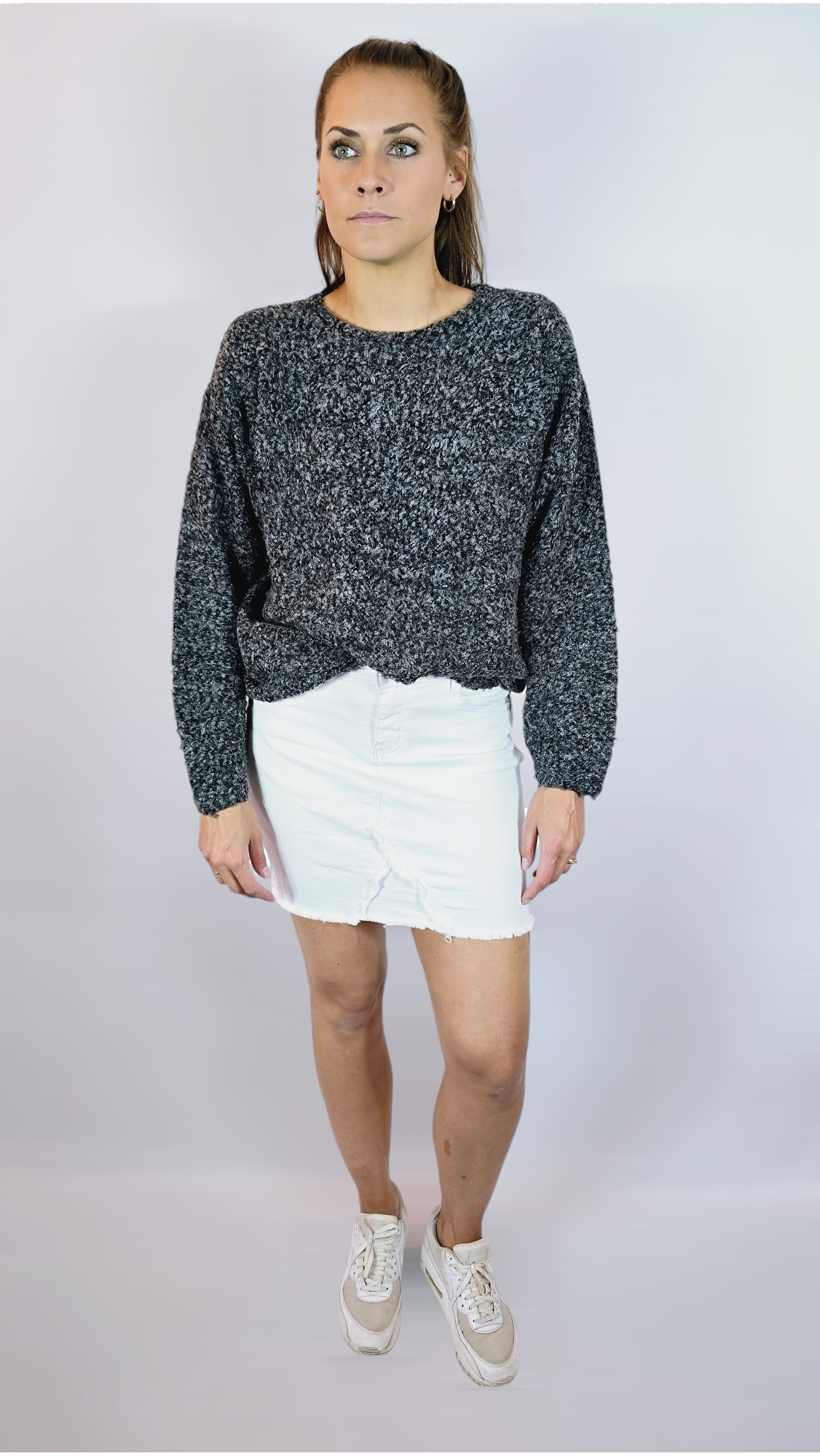 Tjocktröja, Svart/Grå, L