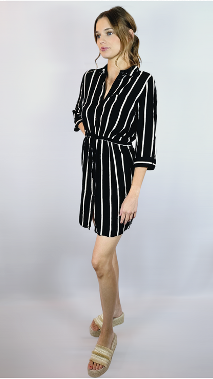 Klänning, Svart/Vit randig, M