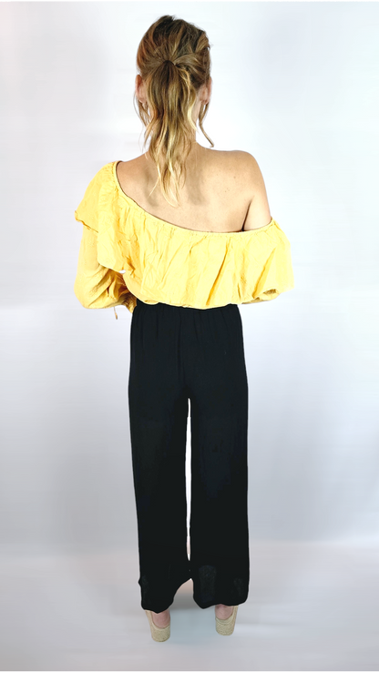 Byxor med guldspänne, Svart, M