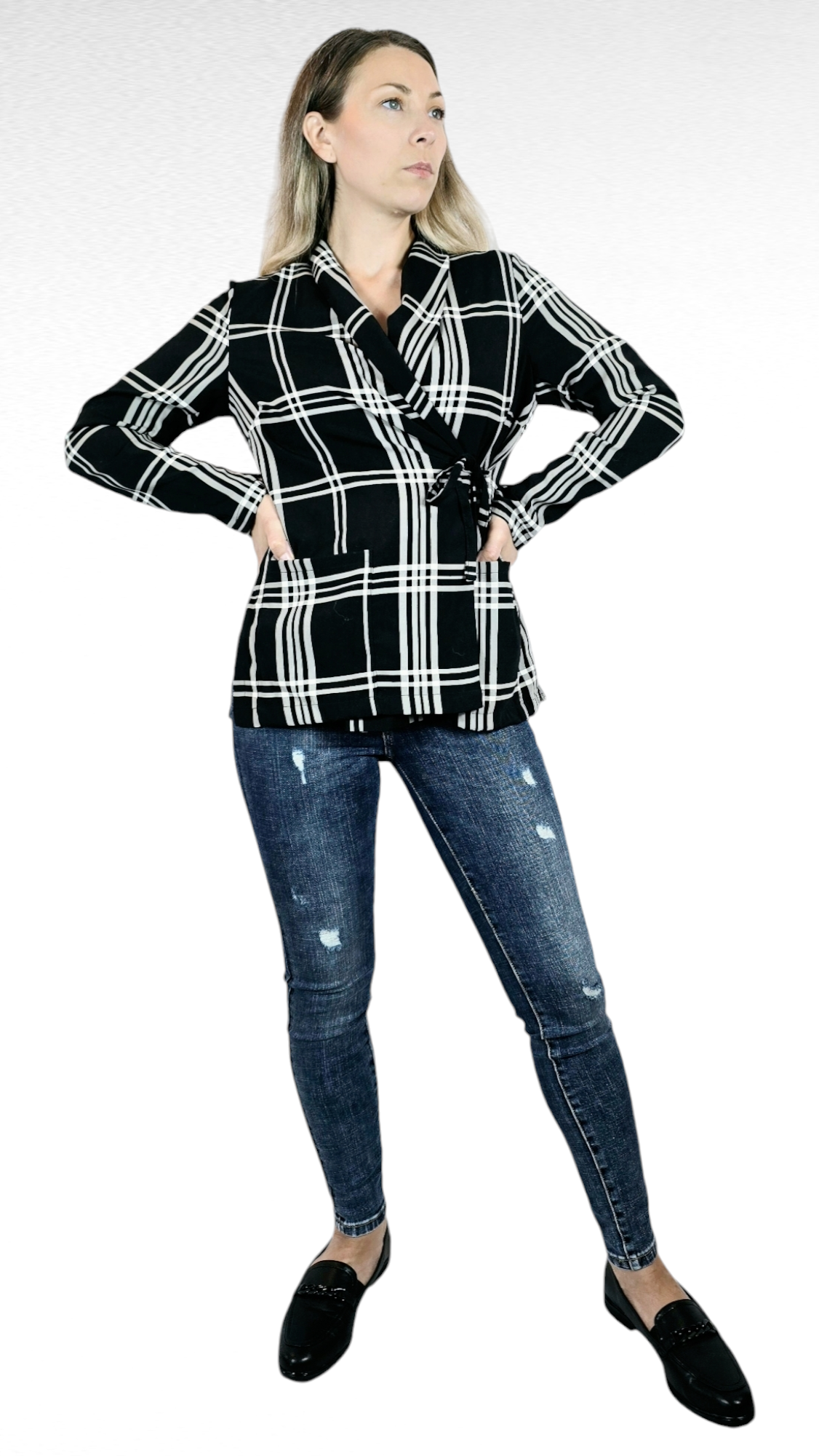 Kavaj, Svart/Grå/Vit, 36