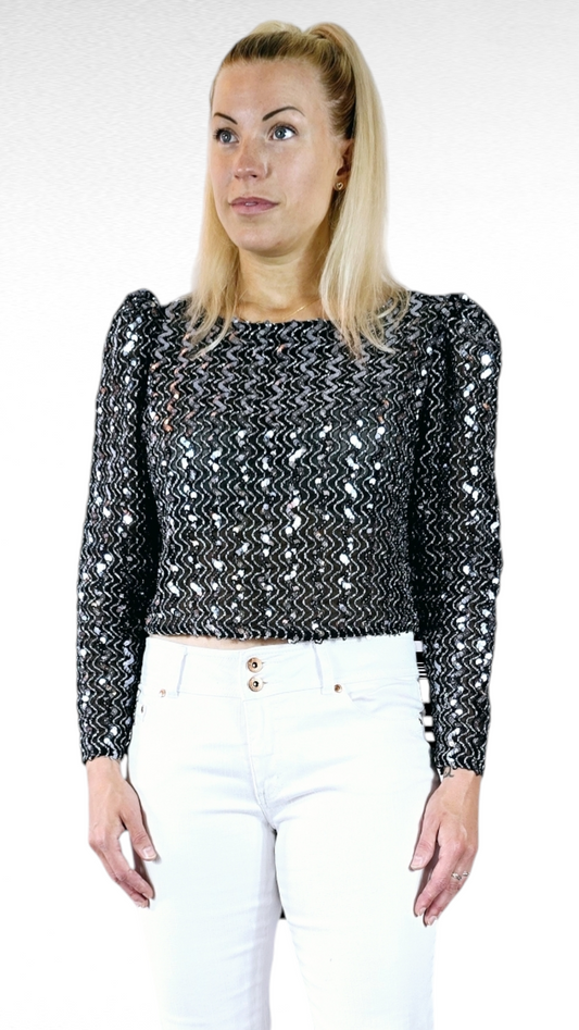 Tröja paljetter, Svart/Silver, 40