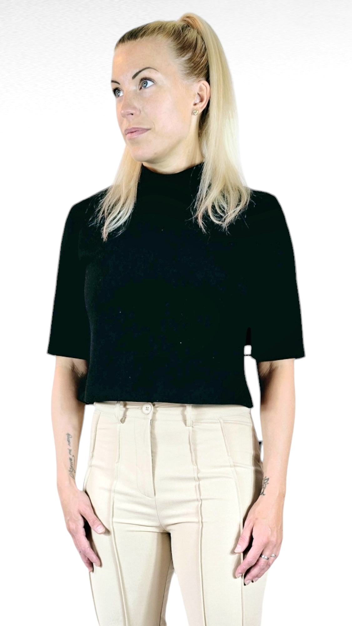 Topp med öppen rygg, Svart, XL