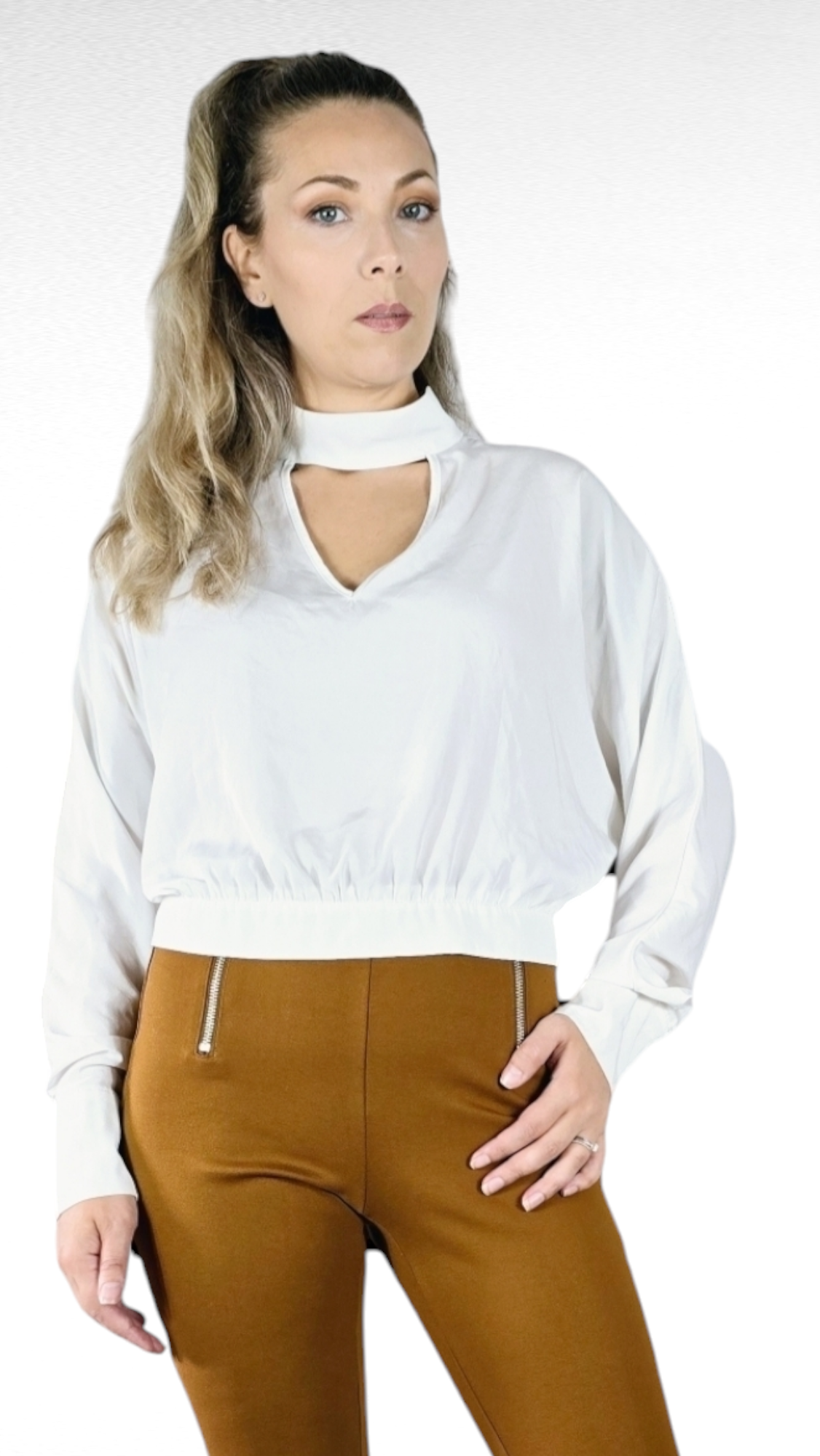 Blus med öppen rygg, Vit, ?