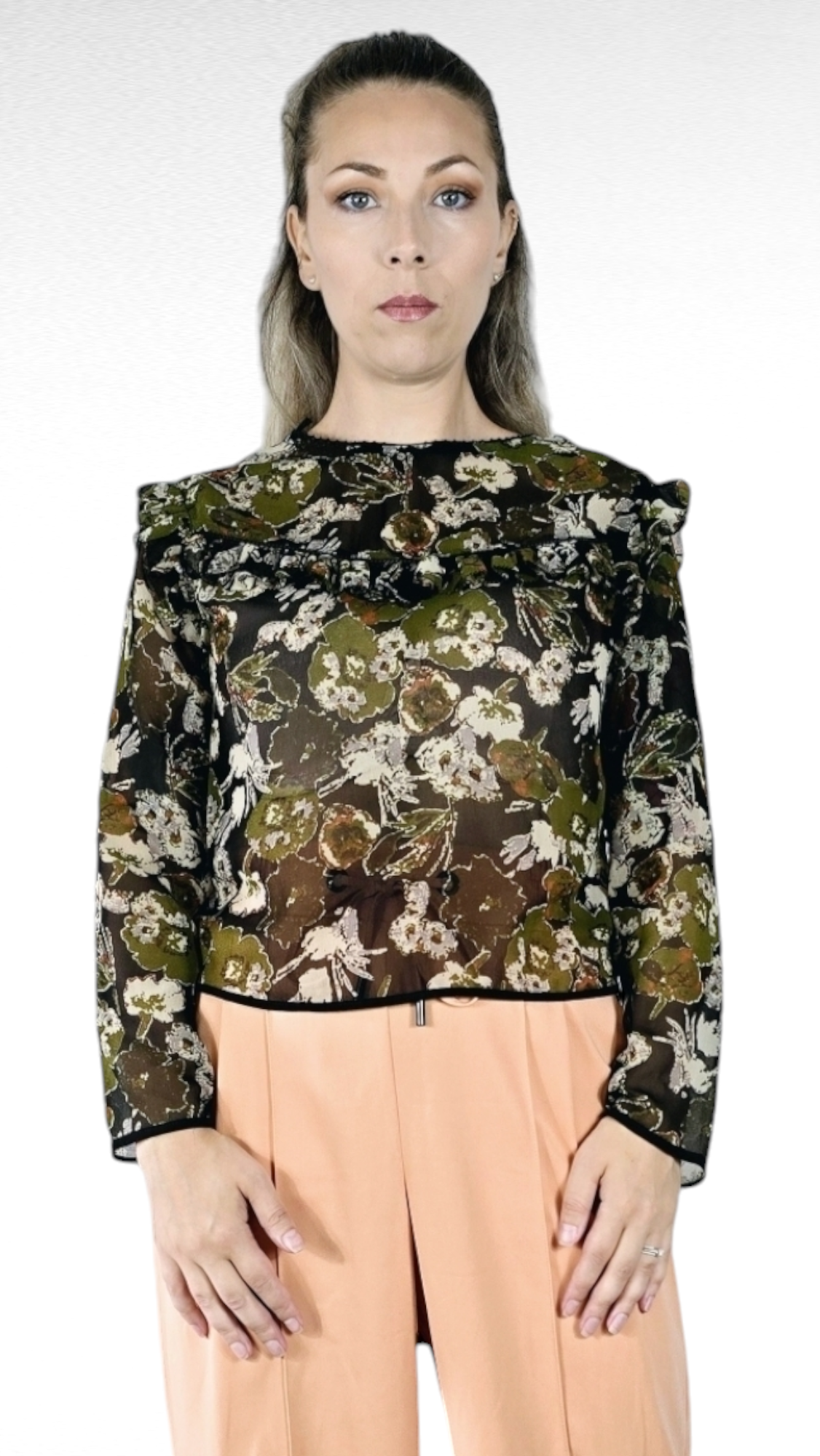 Blus, Grön/Svart, S