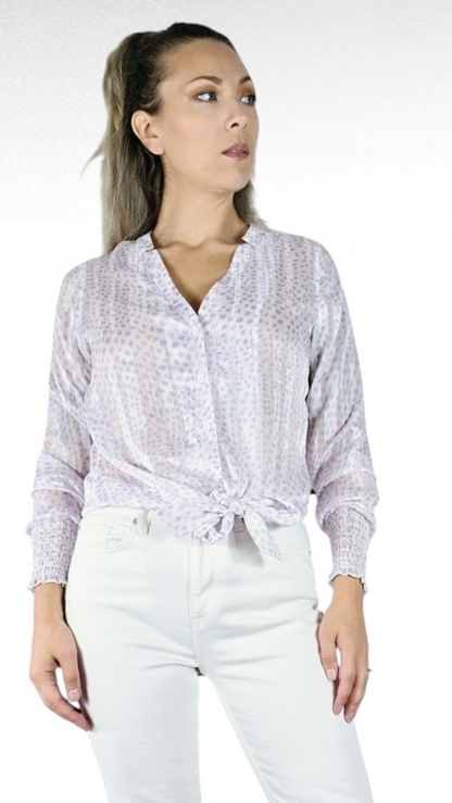 Blus, Lila/Vit/Guld, S